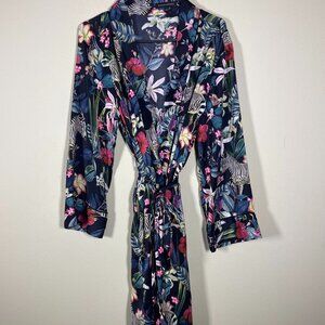Banana Republic Zebra Floral Print Robe Womens Sz M Loungewear Intimates!